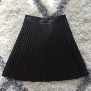 Brown Pleated Vegan Leather Ann Taylor Skirt
